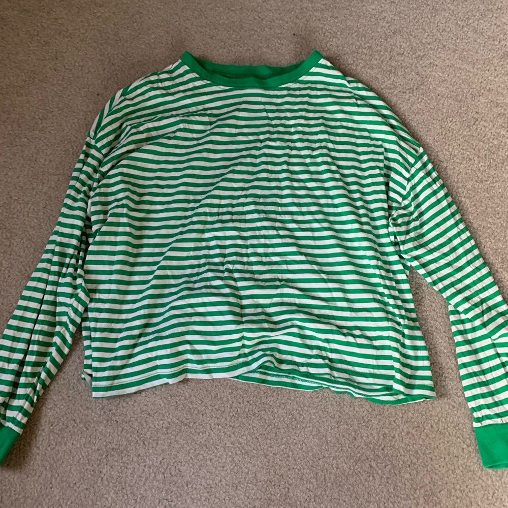 Green and white striped long sleeve